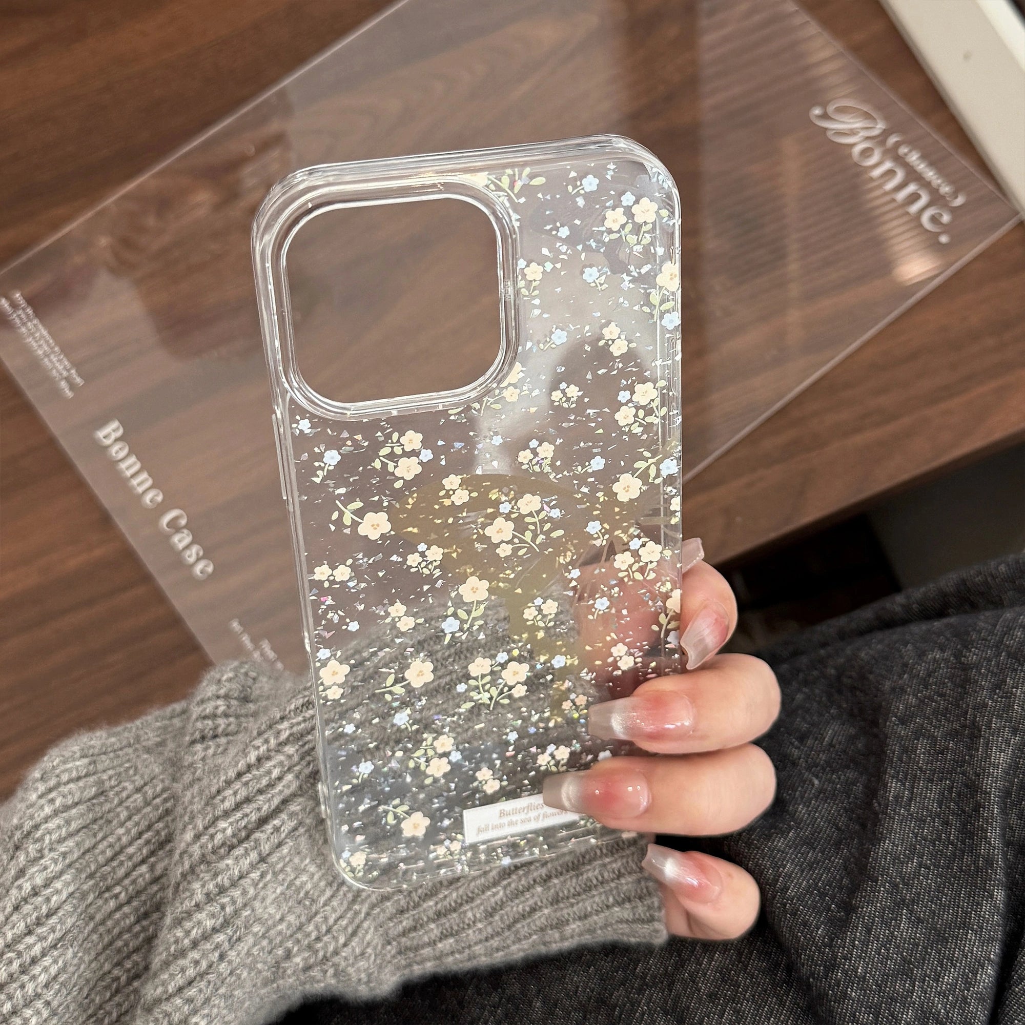 Yellow Butterflies & Blue Florals - iPhone Case